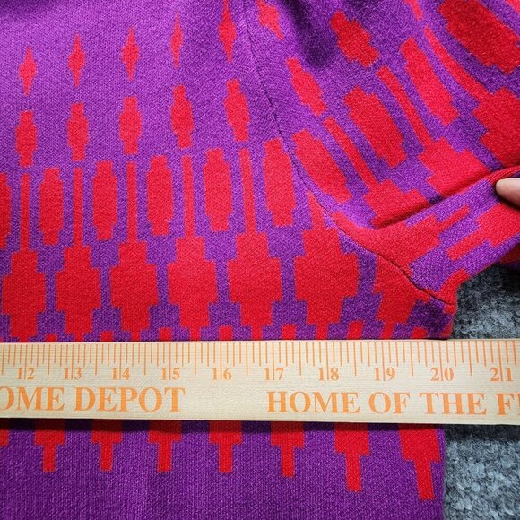 Ann Taylor Fair Isle Turtleneck Sweater Womens Large Purple Red Balloon Sleeve - Picture 12 of 13